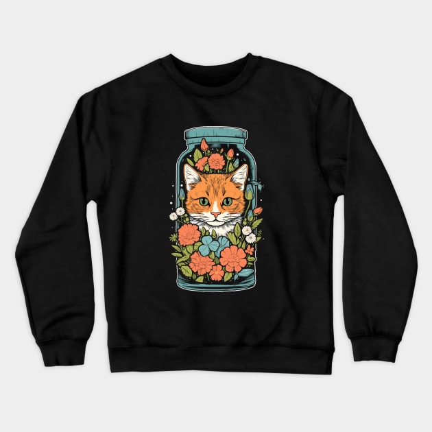 Curious Kitty Crewneck Sweatshirt by aphian